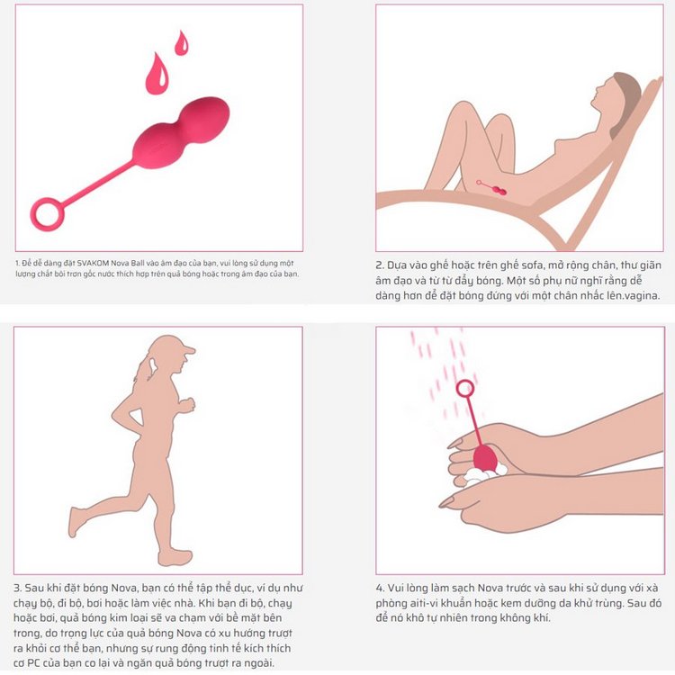 Sản phẩm Svakom Nova Plus được thiết kế gồm c&oacute; 4 b&oacute;ng tập