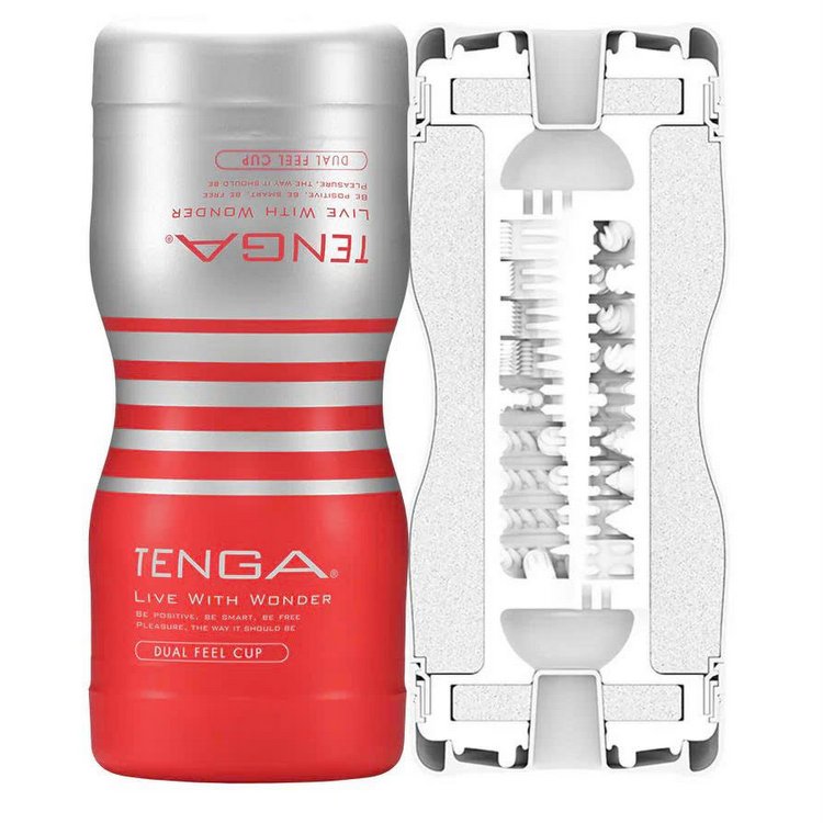 Cốc thủ dâm Tenga Double Hole Cup hai đầu với thiết kế Tough Side và Tender Side.