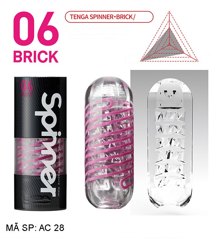 Cốc thủ d&acirc;m Tenga Spinner 06 BRICK ruột xoắn k&iacute;ch th&iacute;ch cực mạnh Nhật Bản
