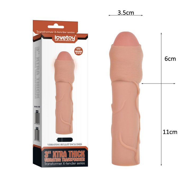 Bao đ&ocirc;n Lovetoy 6 ph&acirc;n rung ở đầu bằng silicone mềm mịn tăng k&iacute;ch thước cho nam