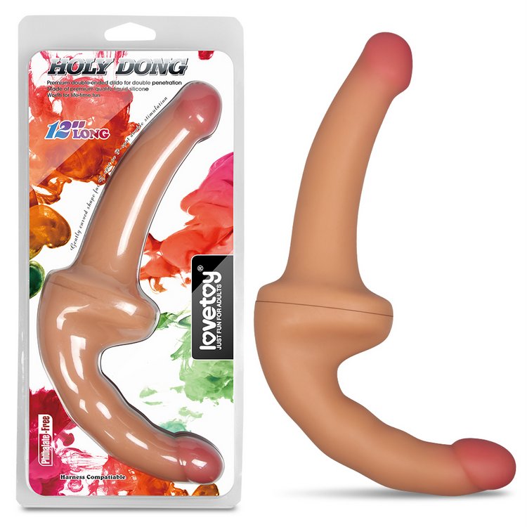 Cận cảnh hai đầu với k&iacute;ch thước 14cm v&agrave; 15.5cm của chim giả 2 đầu Lovetoy Holy Dong.
