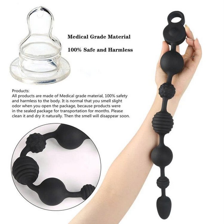 Chuỗi hạt hậu môn 3 động cơ Yunman rung 10 chế độ bằng silicon y tế cao cấp, thiết kế màu đen, bi tăng dần kích thước.