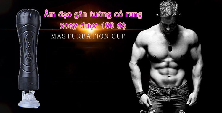 Cốc thủ d&acirc;m gắn tường c&oacute; rung xoay 180 độ bằng silicone y tế mềm mại