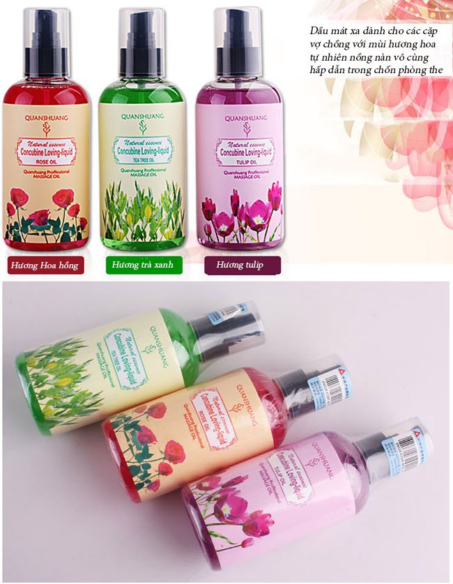 Dầu mát xa hương Hoa hồng – Trà xanh – Tulip Quanshuang