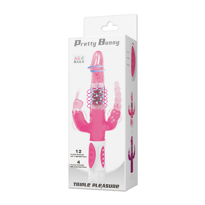 Dương vật giả rung ngoáy 2 nhánh Pretty love Bunny có bi