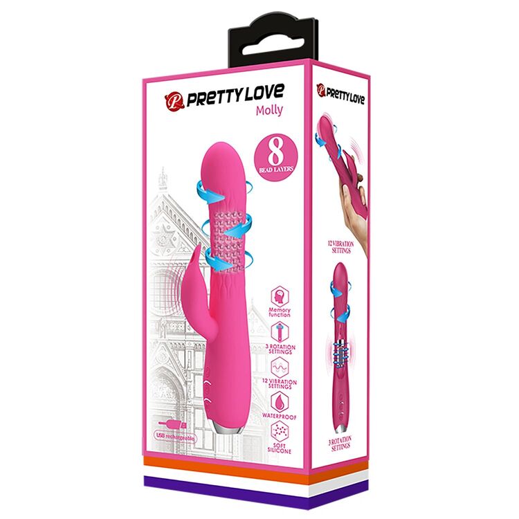 m&aacute;y rung thỏ Prettylove Molly sạc USB nhỏ gọn dễ sử dụng