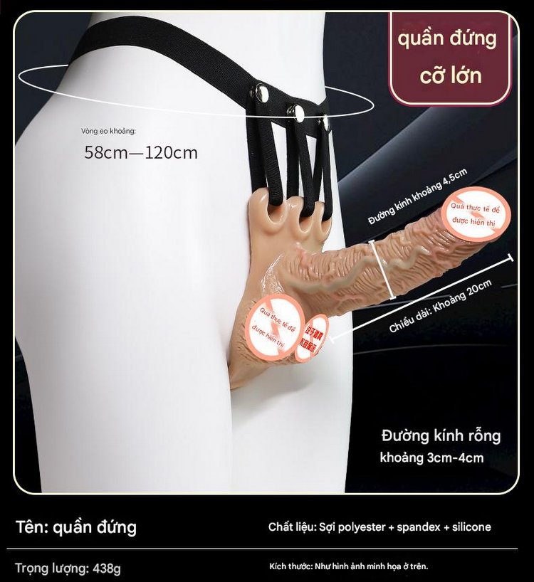 Dương vật đai đeo rỗng ruột cho nam size lớn d&agrave;i 20cm silicone mềm