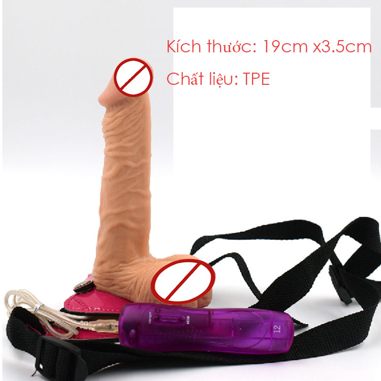 Dương vật giả d&acirc;y đeo silicone c&oacute; rung cho les