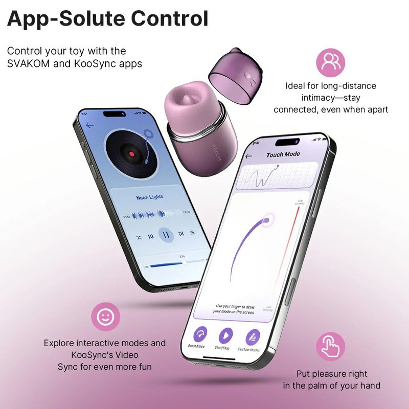 Điều khiển m&aacute;y b&uacute; liếm Svakom Klitty qua App tr&ecirc;n điện thoại