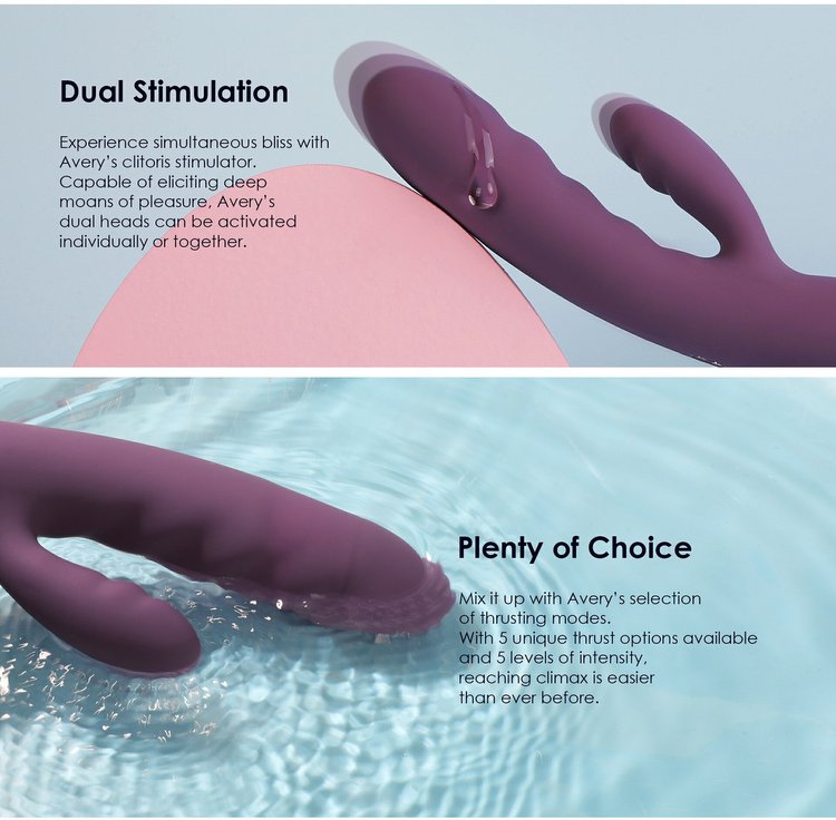 Cận cảnh hai đầu rung của Svakom Avery – thiết kế mềm mại, thanh lịch.