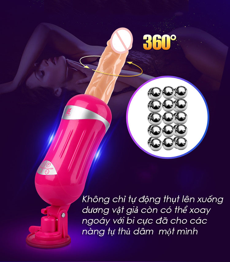 Máy thủ dâm Easy Love rung thụt xoay bi – thiết kế dương vật silicone mềm mại cao