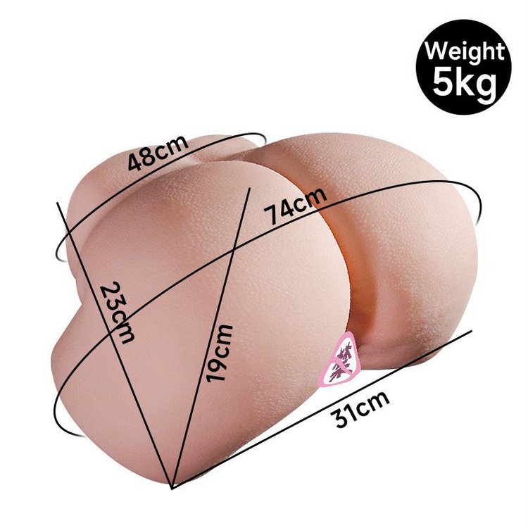 Mông giả nguyên khối rung rên hút sưởi ấm 5kg với đường cong mềm mại, mô phỏng vòng 3 thật 100%, chất liệu TPE cao cấp.