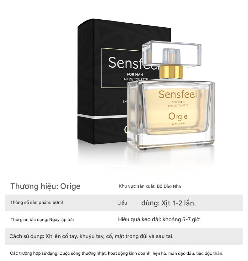 Thiết kế chai nước hoa Orgie Sensfeel 50ml nhỏ gọn cao cấp cho nam