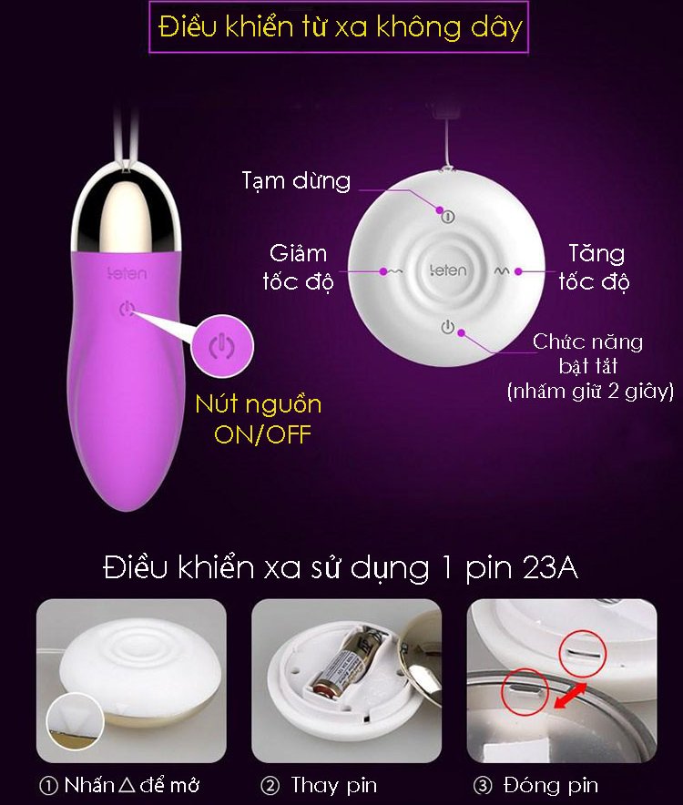 Trứng rung gai nh&aacute;m Leten 7 tần số rung 3 cường độ k&iacute;ch th&iacute;ch điểm G